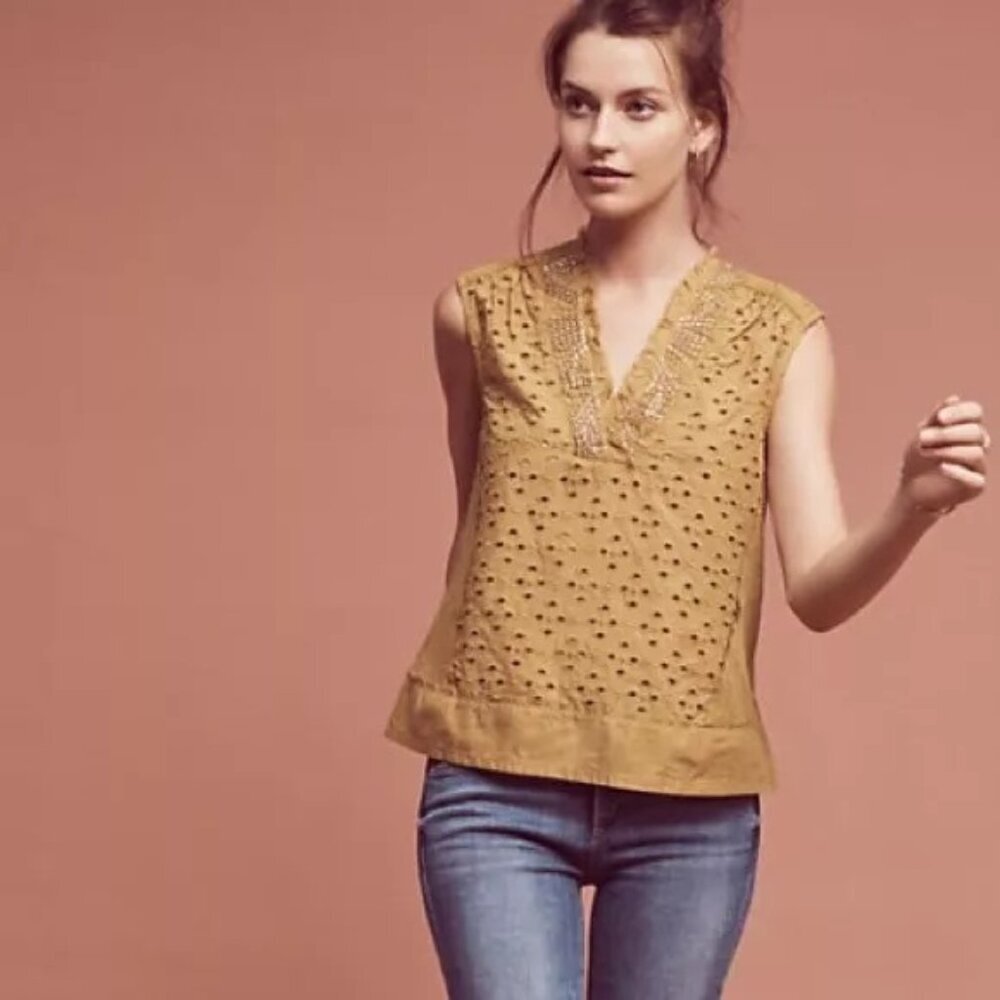 ANTHROPOLOGIE Akemi Kin Gold Cadiz Top P148
